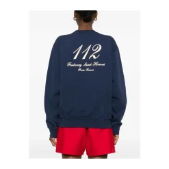 Navy Blue Logo Print Sweater