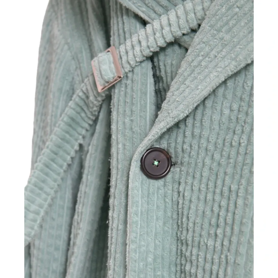 Niebieska Corduroy Trench Coat Kurtka