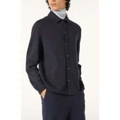 Niebieska Overshirt z Rogowymi Guzikami