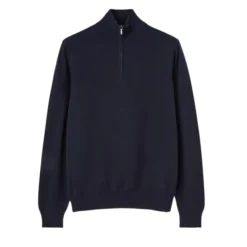 Niebieski Sweter z Half-Zipem