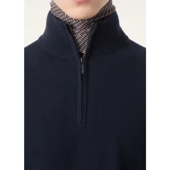 Niebieski Sweter z Half-Zipem
