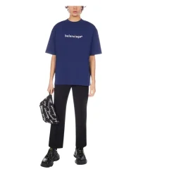 Oversize Niebieski T-shirt z nadrukiem Mężczyźni