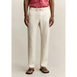 Pantaloni in lino a righe
