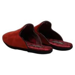 Pomarańczowe Zamszowe Klapki Buty