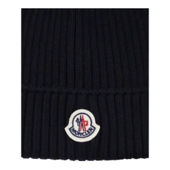 Prążkowana wełniana czapka beanie z logo