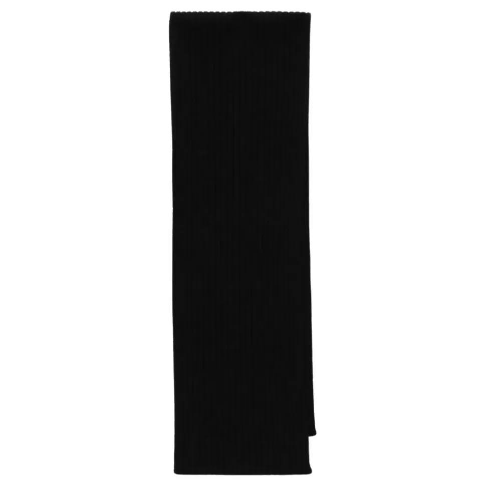 Prążkowany Szalik Wełniany z Metalową Płytką z Logo