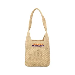 Raffia Embroidered Top Handle Tote