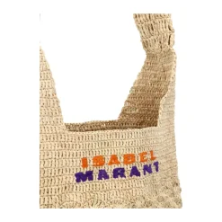 Raffia Embroidered Top Handle Tote