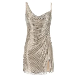 Rhinestone Draped Mini Dress