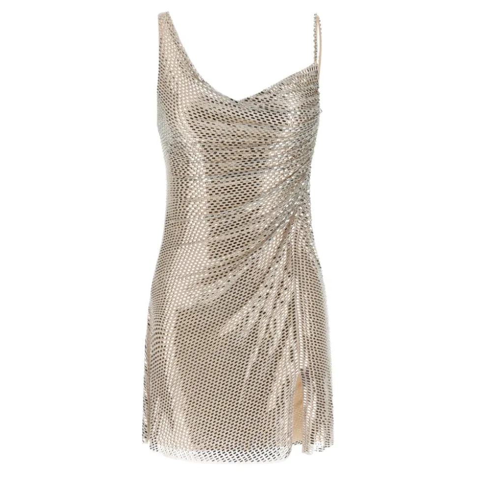 Rhinestone Draped Mini Dress