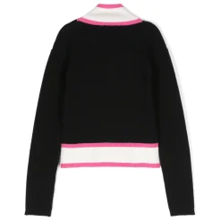 Rozpinany Sweter Mini w Czarnym i Fuchsia