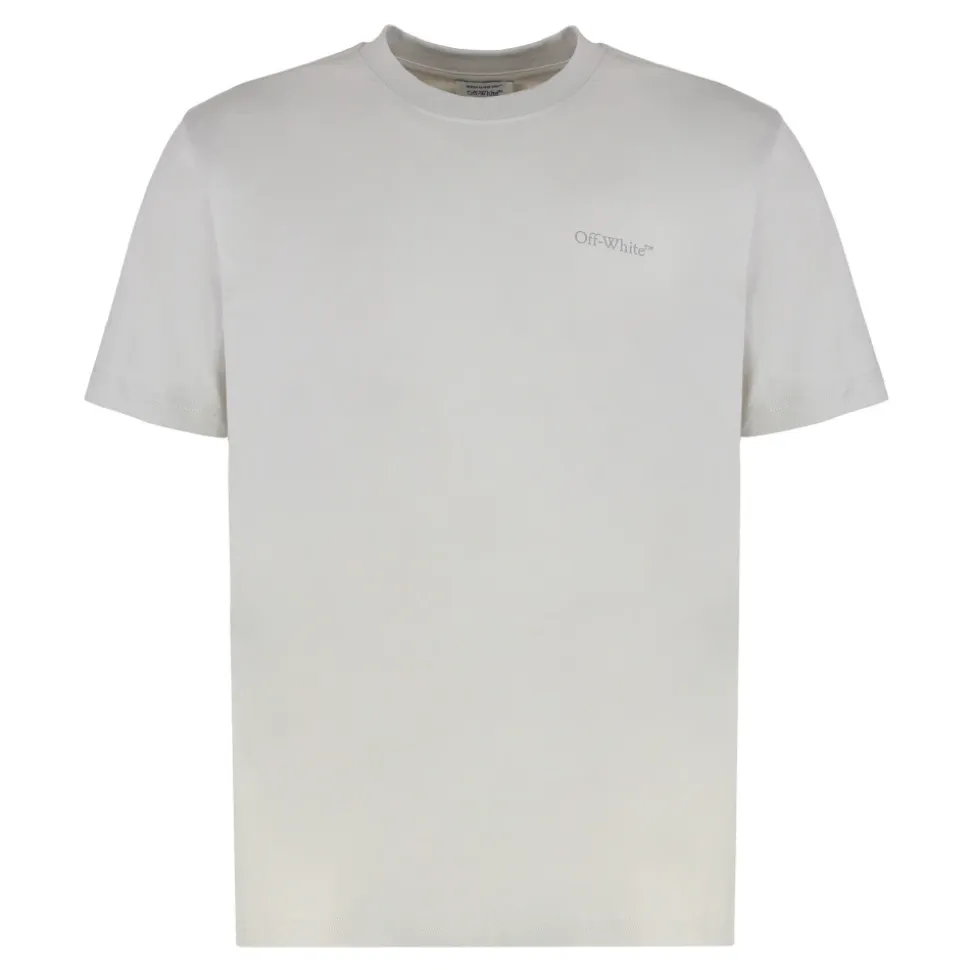 Ryflowany bawełniany T-shirt z okrągłym dekoltem