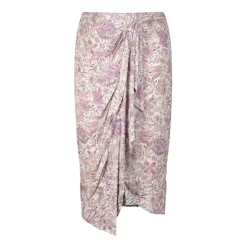 Spódnica Midi z Kopertowym Drapowaniem w Paisley