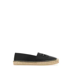 Stylowe czarne skórzane espadryle