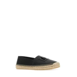 Stylowe czarne skórzane espadryle