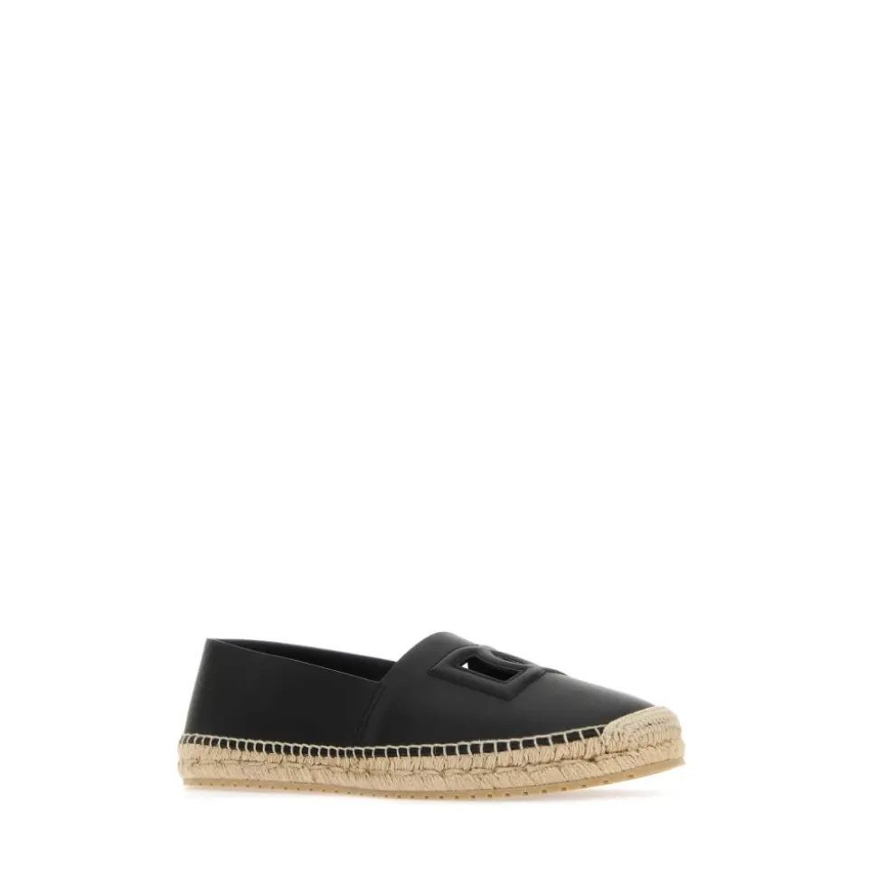 Stylowe czarne skórzane espadryle