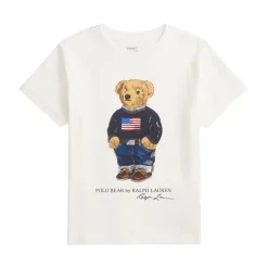 Stylowy biały T-shirt z niedźwiedziem