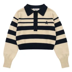 Sweter w paski z kołnierzykiem polo