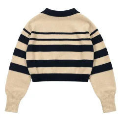 Sweter w paski z kołnierzykiem polo
