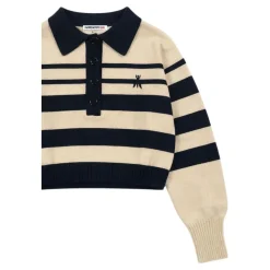Sweter w paski z kołnierzykiem polo