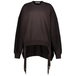 Sweter z bawełny z ściągaczem i asymetrycznym dołem