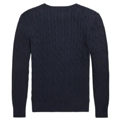 Sweter z dzianiny kablowej z bawełny z okrągłym dekoltem