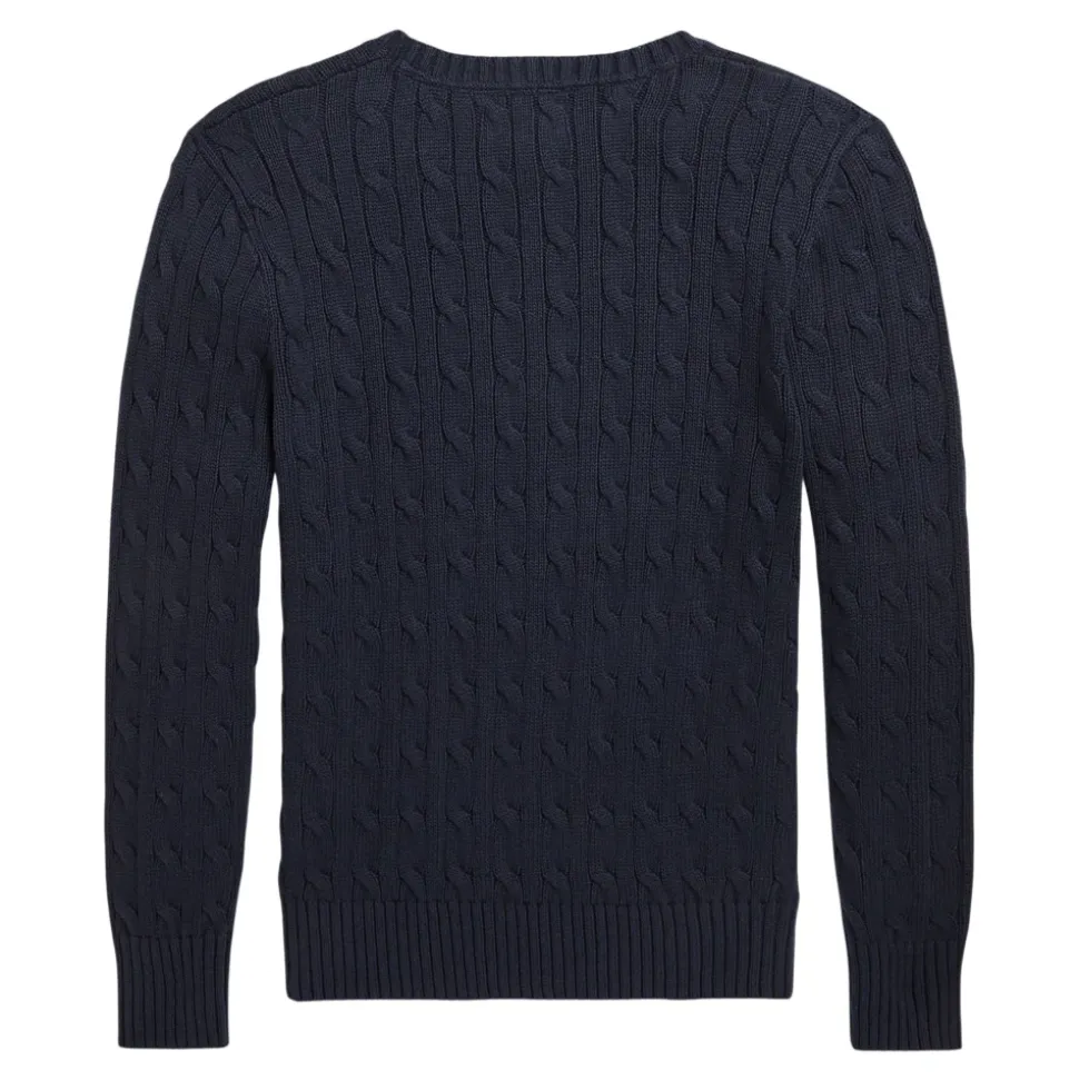 Sweter z dzianiny kablowej z bawełny z okrągłym dekoltem