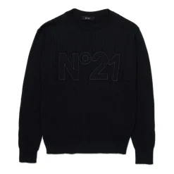 Sweter z Okrągłym Dekoltem ze Ściągaczami