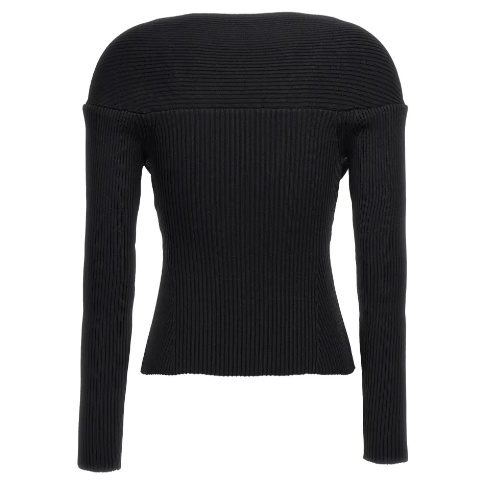 Sweter z Prążkowanej Mieszanki Wiskozy 06