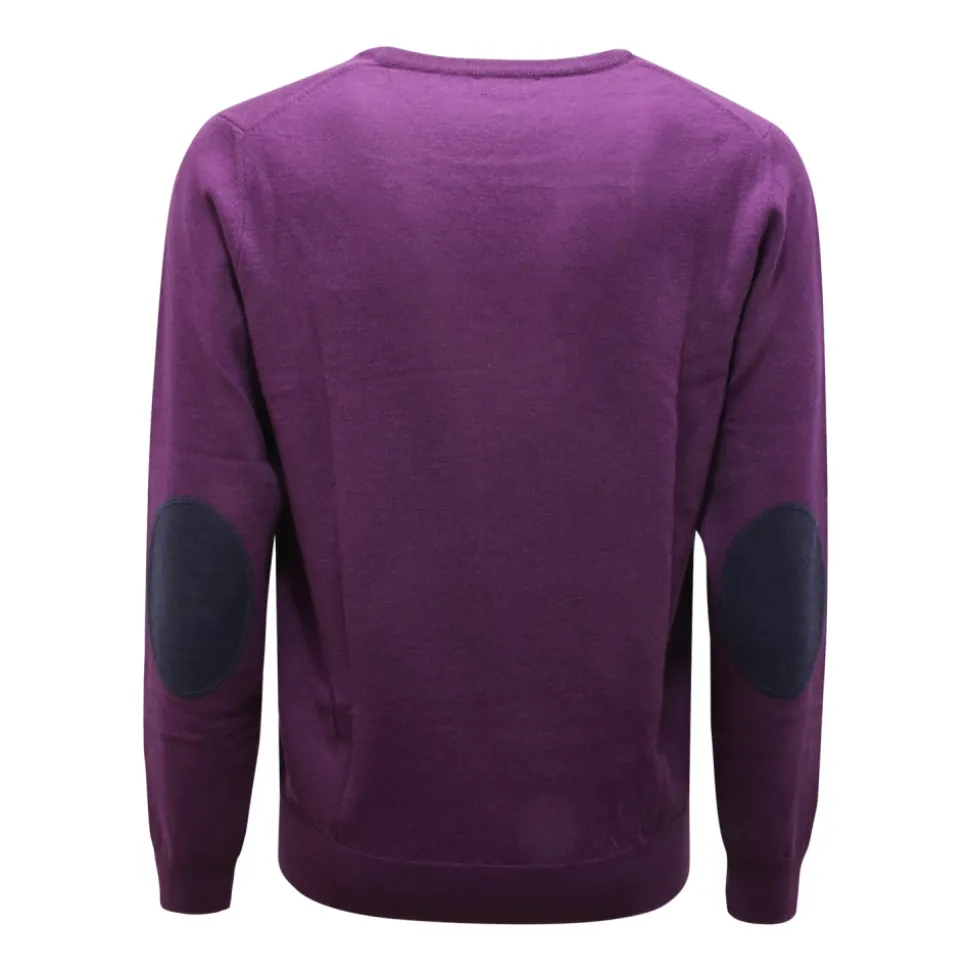 Sweter z Wełny Fioletowy Włoski Styl