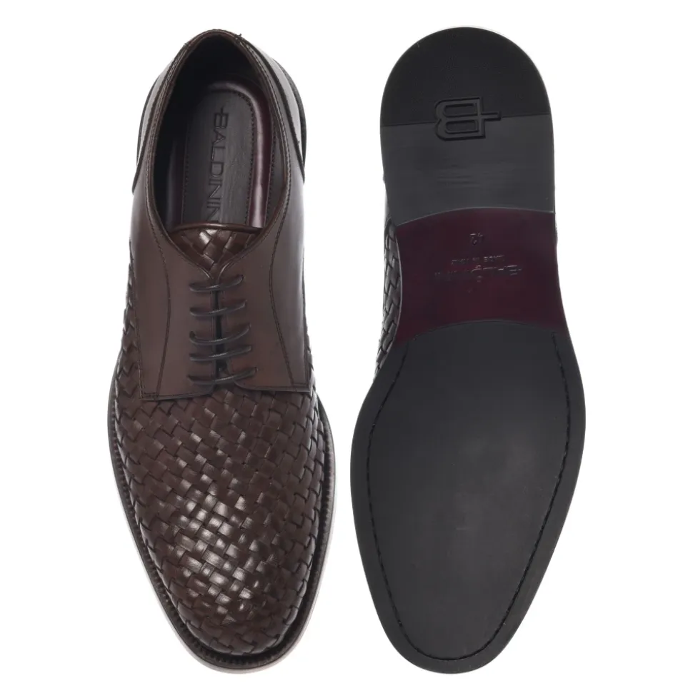 Sznurowane buty ze skóry plecionej