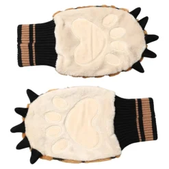 Tiger Knitted Fur Wrist Mitten Gloves