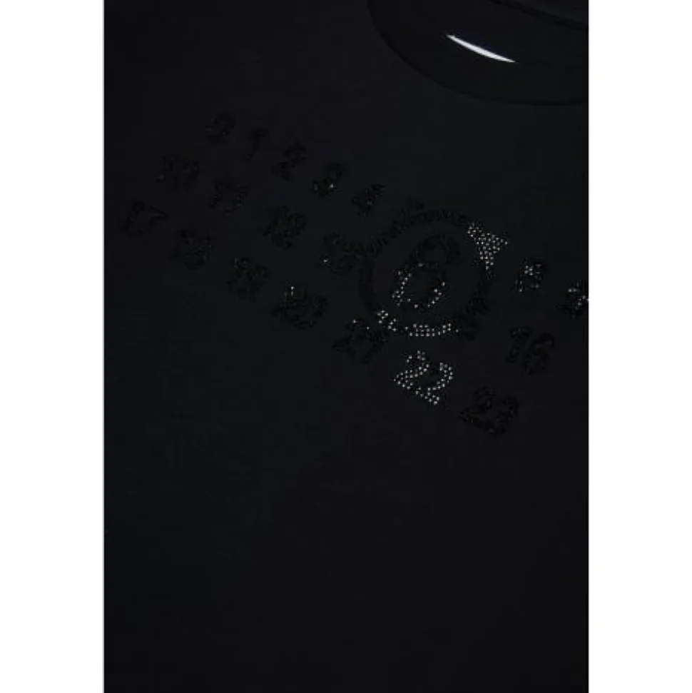 T-shirt z logo i detalami z dżetów