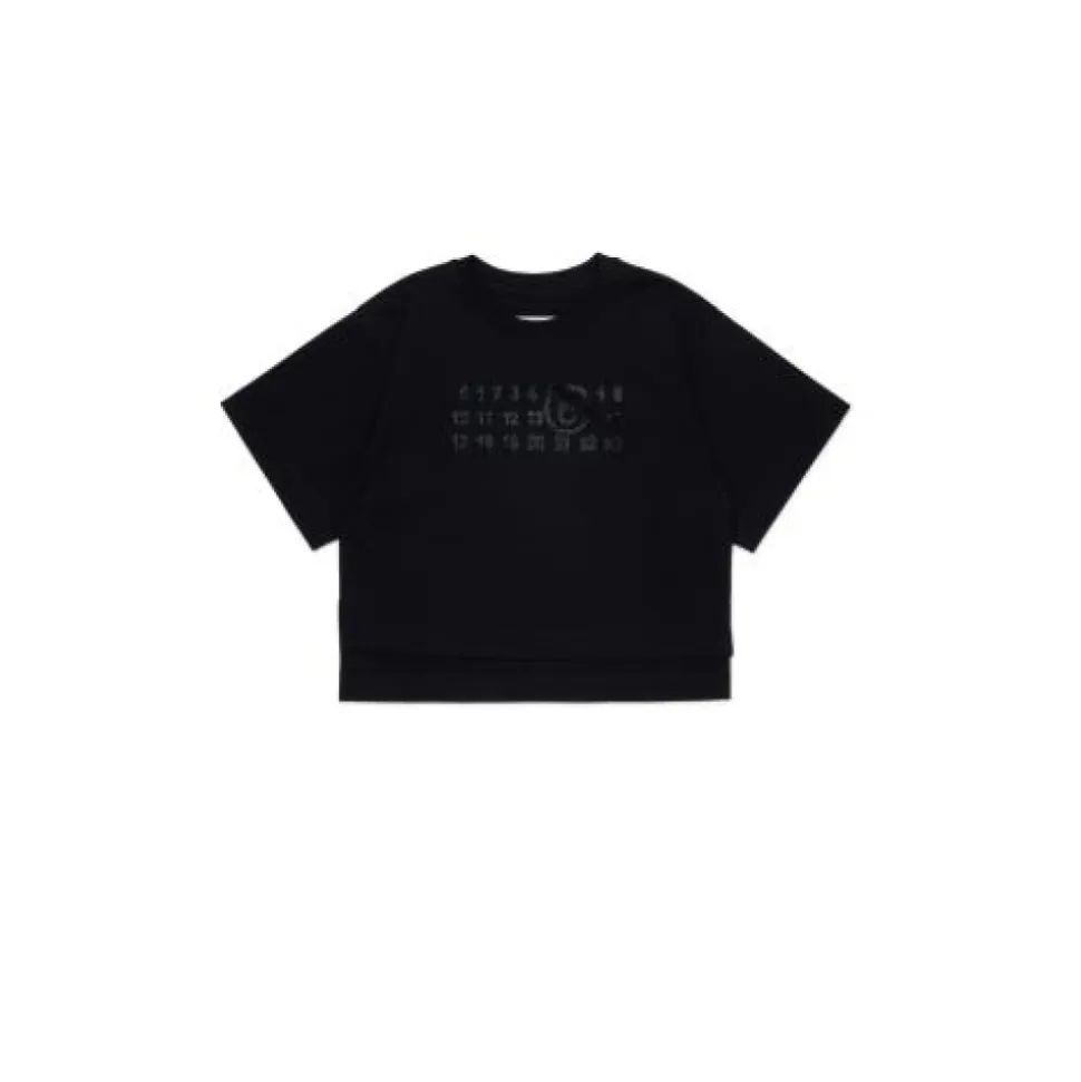 T-shirt z logo i detalami z dżetów