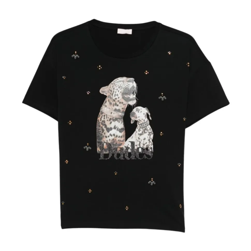 T-shirt z nadrukiem i dżetami