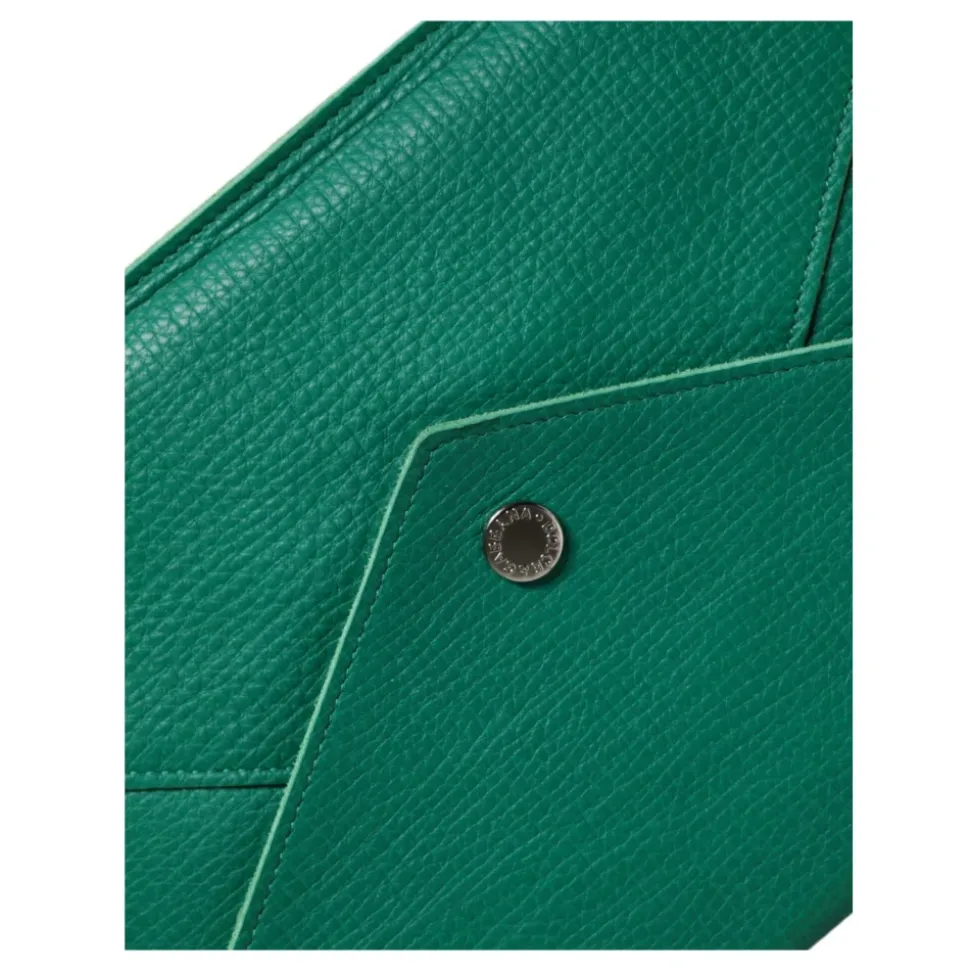 Zielona Skórzana Torebka Kopertówka Etui na Tablet