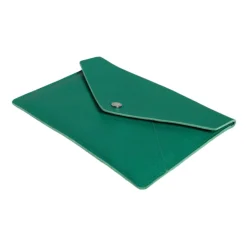 Zielona Skórzana Torebka Kopertówka Etui na Tablet